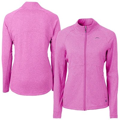 Women's Cutter & Buck  Pink Los Angeles Chargers Adapt Eco Knit Heather Recycled Full-Zip Jacket