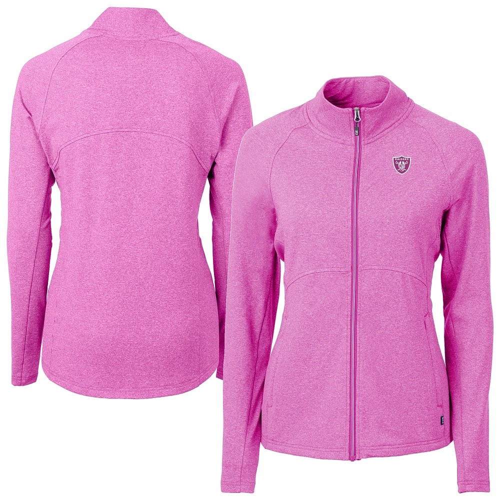 Women's Cutter & Buck Pink Las Vegas Raiders Adapt Eco Knit Heather Recycled Full-Zip Jacket