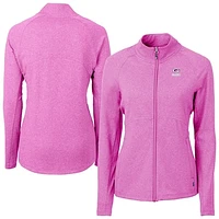 Women's Cutter & Buck  Pink Green Bay Packers Adapt Eco Knit Heather Recycled Full-Zip Jacket