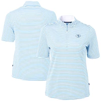 Women's Cutter & Buck  Powder Blue San Francisco 49ers Virtue Eco Pique Stripe Recycled Quarter-Zip Top