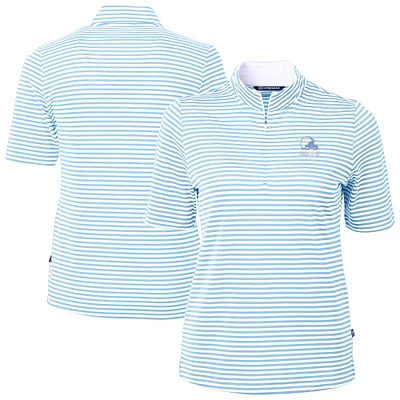 Women's Cutter & Buck  Powder Blue Cleveland Browns Virtue Eco Pique Stripe Recycled Quarter-Zip Top