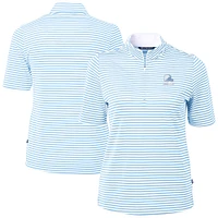 Women's Cutter & Buck  Powder Blue Cleveland Browns Virtue Eco Pique Stripe Recycled Quarter-Zip Top