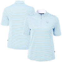 Women's Cutter & Buck  Powder Blue Indianapolis Colts Virtue Eco Pique Stripe Recycled Quarter-Zip Top