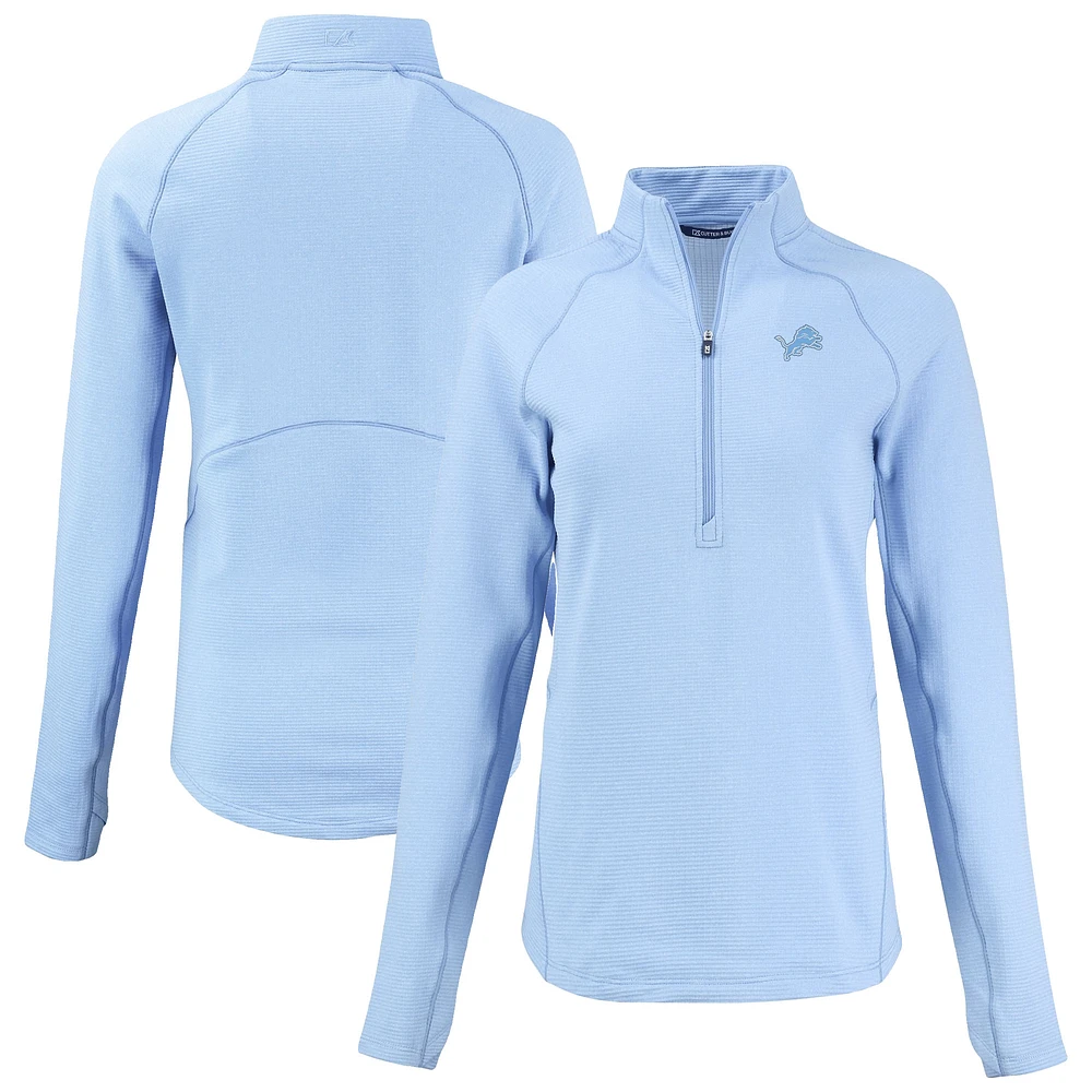 Women's Cutter & Buck Powder Blue Detroit Lions Peshastin Eco Fleece Recycled Half-Zip Top