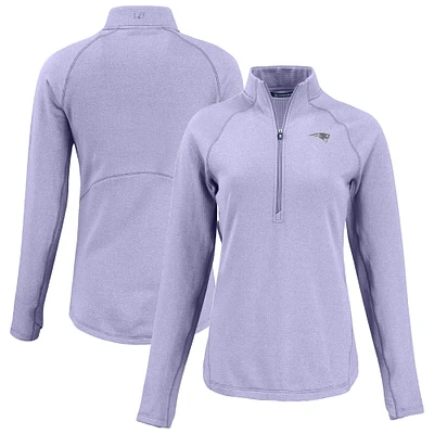 Women's Cutter & Buck  Purple New England Patriots Peshastin Eco Fleece Recycled Half-Zip Top