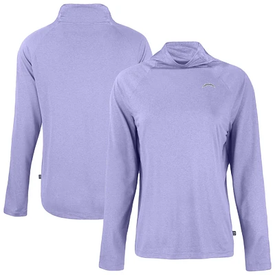 Women's Cutter & Buck  Purple Los Angeles Chargers Coastline Epic Comfort Eco Recycled Funnel Neck Top