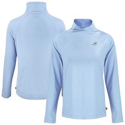 Women's Cutter & Buck  Powder Blue Miami Dolphins Coastline Epic Comfort Eco Recycled Funnel Neck Top