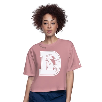 Women's Starter  Pink Denver Broncos Play the Ball Boxy Cropped T-Shirt