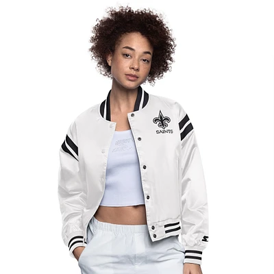 Women's Starter  Cream New Orleans Saints Full Count Full-Snap Satin Jacket