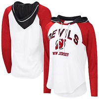 Women's G-III 4Her by Carl Banks  White New Jersey Devils VIP Raglan Long Sleeve Hoodie T-Shirt