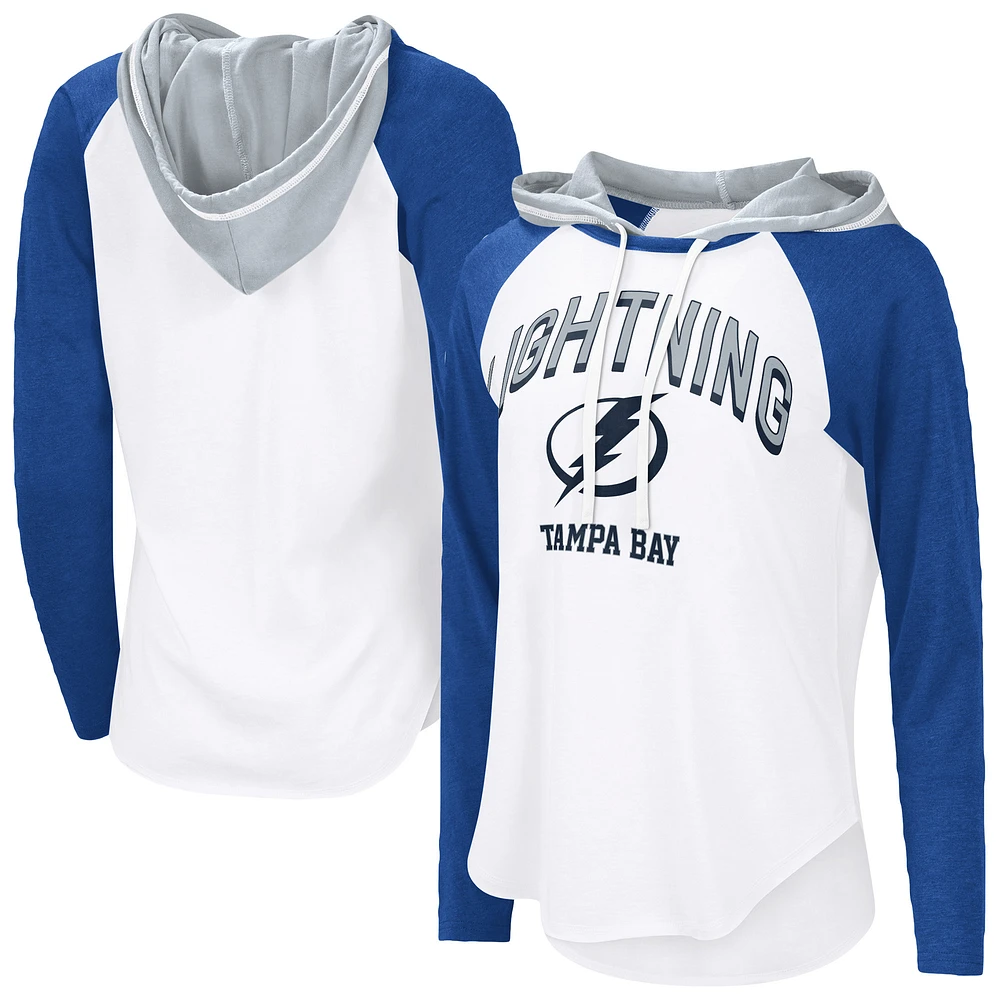 Women's G-III 4Her by Carl Banks  White Tampa Bay Lightning VIP Raglan Long Sleeve Hoodie T-Shirt