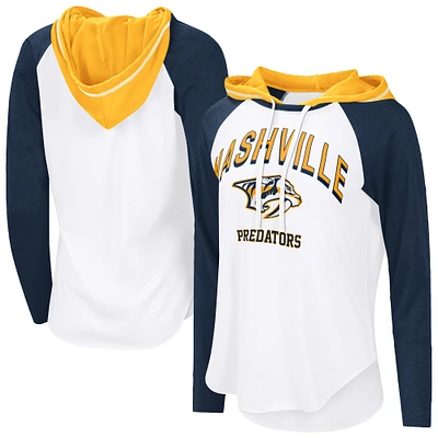 Women's G-III 4Her by Carl Banks  White Nashville Predators VIP Raglan Long Sleeve Hoodie T-Shirt