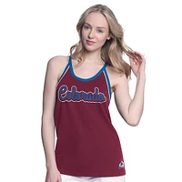 Women's G-III 4Her by Carl Banks Burgundy Colorado Avalanche Curveball Racerback Scoop Neck Slub Tank Top