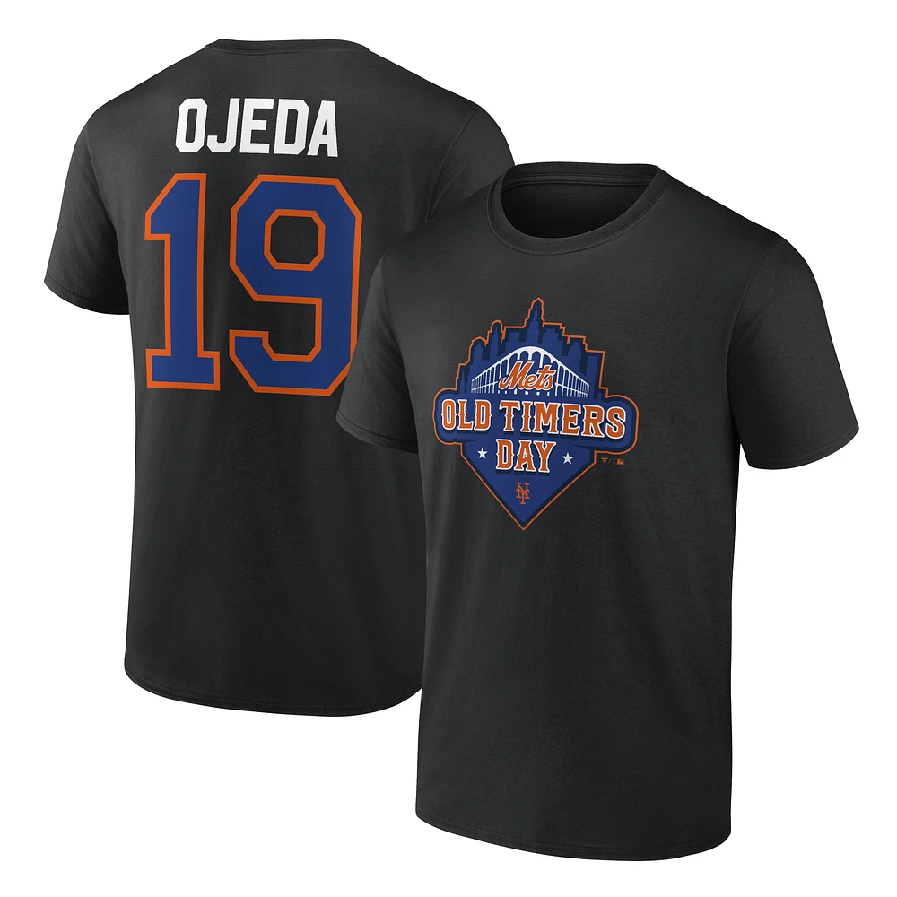 Men's Bob Ojeda Black New York Mets Old Timers Day T-Shirt
