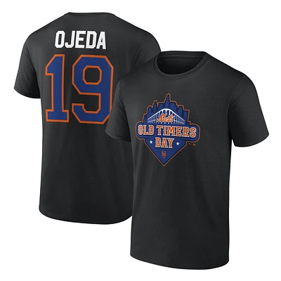 Men's Bob Ojeda Black New York Mets Old Timers Day T-Shirt