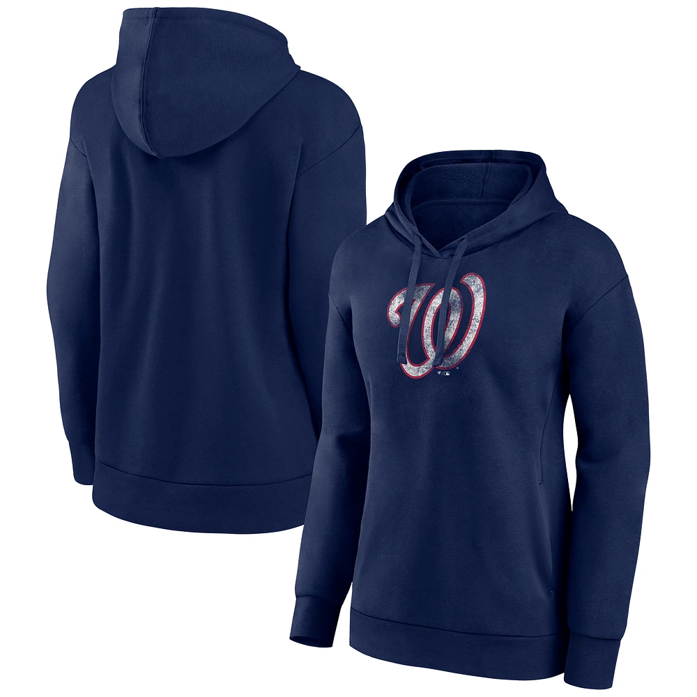 Women's Navy Washington Nationals Distressed Team Pullover Hoodie