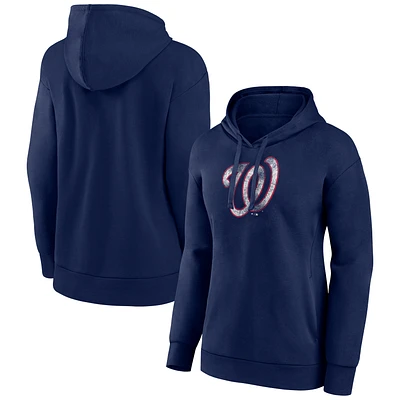Women's Navy Washington Nationals Distressed Team Pullover Hoodie