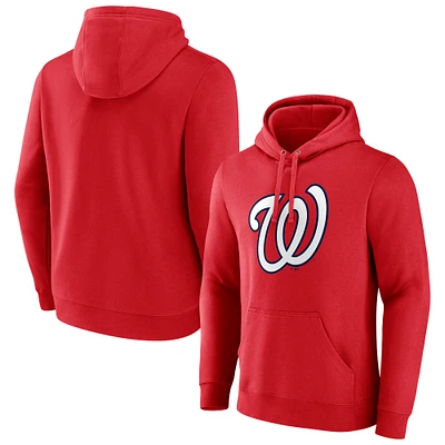 Men's Red Washington Nationals Official Logo Pullover Hoodie