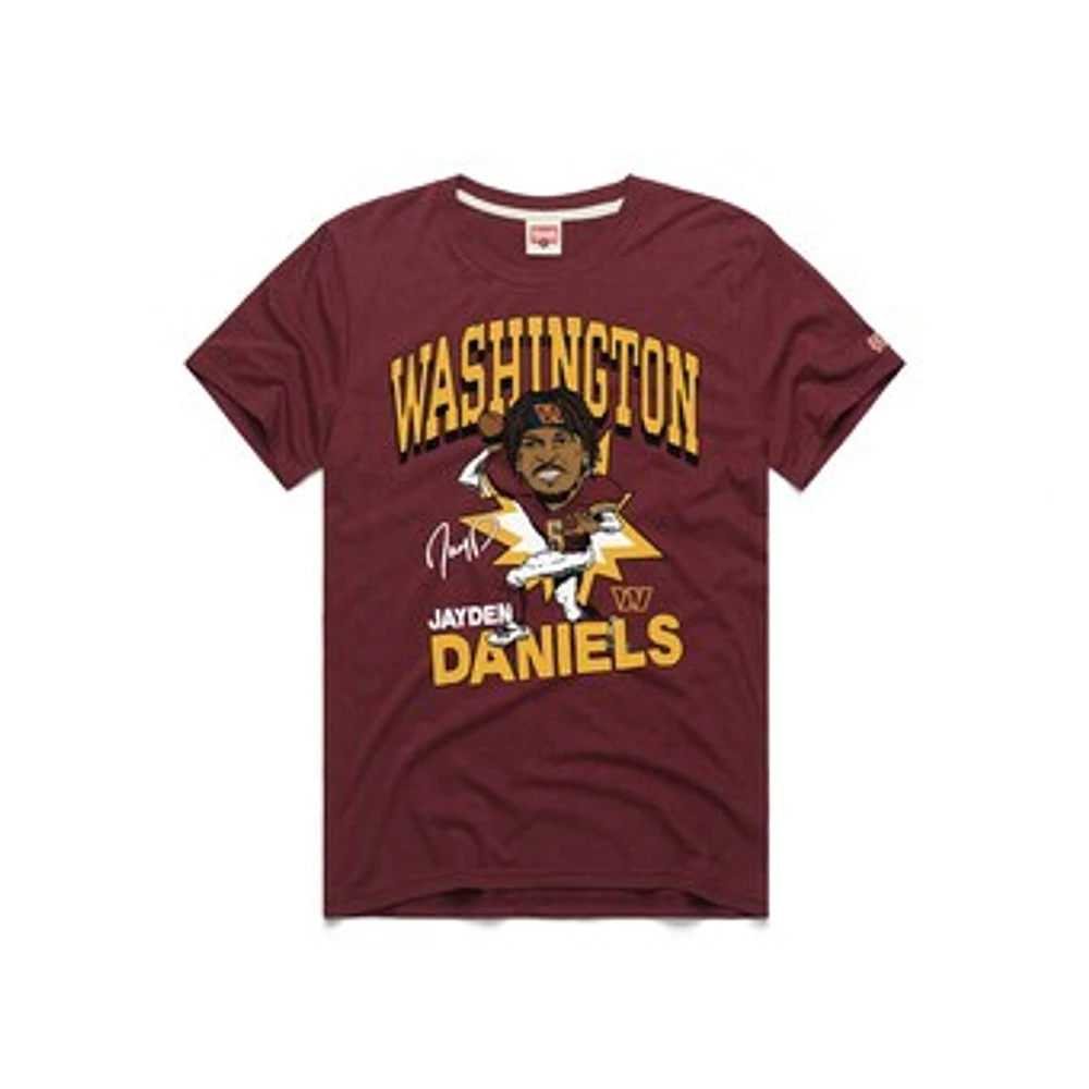 Men's Homage Jayden Daniels Burgundy Washington Commanders Caricature Player Tri-Blend T-Shirt