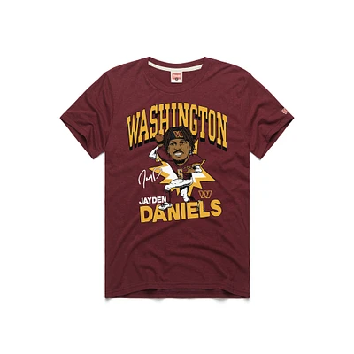 Men's Homage Jayden Daniels Burgundy Washington Commanders Caricature Player Tri-Blend T-Shirt