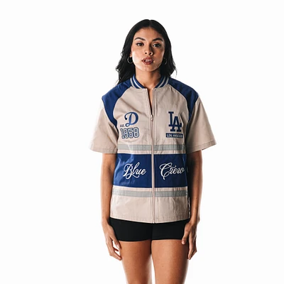 Women's The Wild Collective  Cream Los Angeles Dodgers Racing Raglan Full-Zip T-Shirt