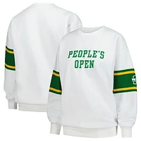 Women's Barstool Golf White WM Phoenix Open People's Varsity Oversized Crewneck Sweatshirt