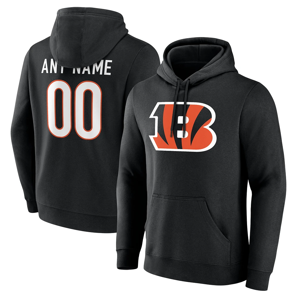 Men's Black Cincinnati Bengals Team Authentic Custom Pullover Hoodie