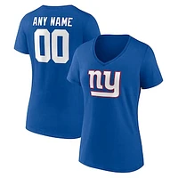 Women's  Royal New York Giants Team Authentic Custom V-Neck T-Shirt