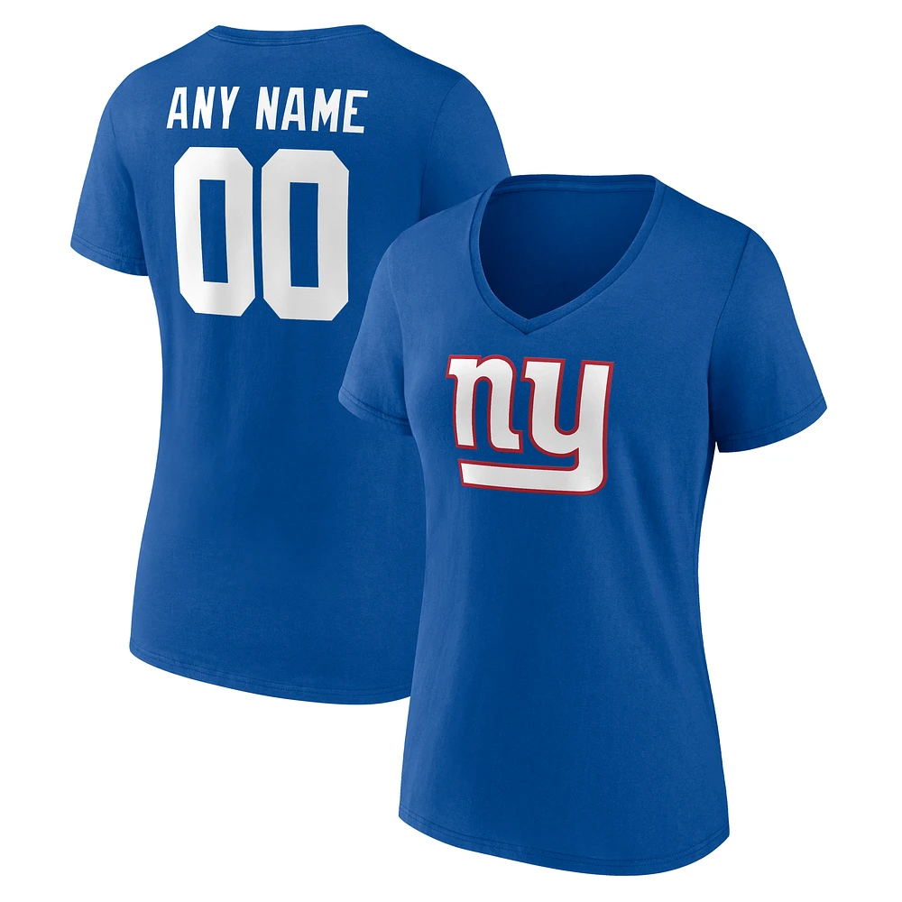 Women's Royal New York Giants Team Authentic Custom V-Neck T-Shirt