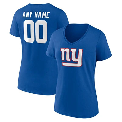 Women's  Royal New York Giants Team Authentic Custom V-Neck T-Shirt