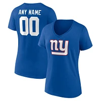 Women's  Royal New York Giants Team Authentic Custom V-Neck T-Shirt