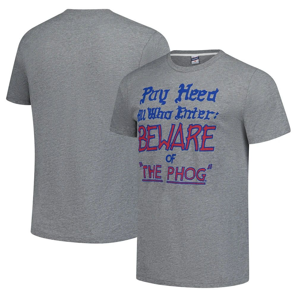 Unisex Charlie Hustle  Gray Kansas Jayhawks Pay Heed Tri-Blend T-Shirt