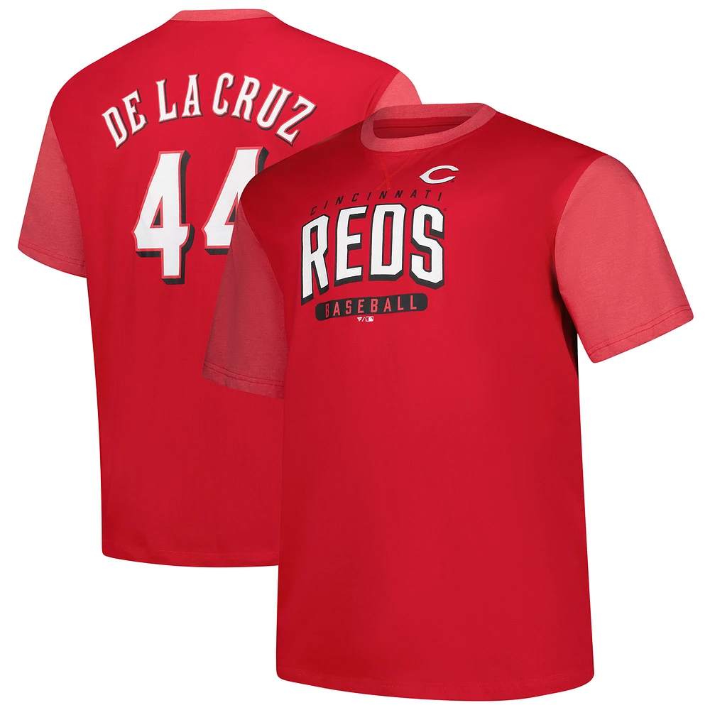 Men's Profile Elly De La Cruz Red Cincinnati Reds Big & Tall Name Number T-Shirt