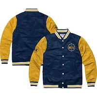 Unisex Charlie Hustle Navy/Gold West Virginia Mountaineers Jerry Collection Full-Snap Varsity Jacket