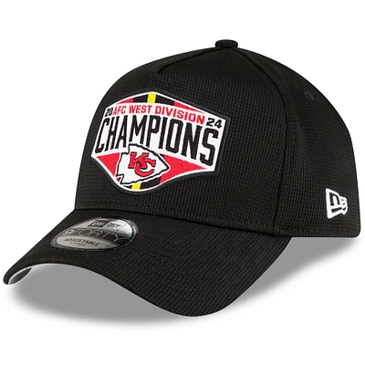 Men's New Era Black Kansas City Chiefs 2024 AFC West Division Champions Locker Room 9FORTY Adjustable Hat