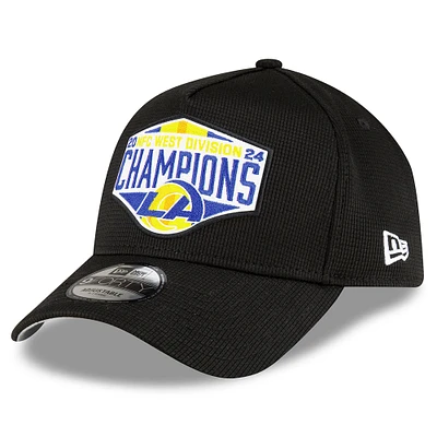 Men's New Era  Black Los Angeles Rams 2024 NFC West Division Champions Locker Room 9FORTY A-Frame Adjustable Hat