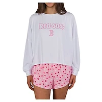 Women's Concepts Sport Pink Boston Red Sox Lyric Knit Long Sleeve Top & Short Set