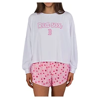 Women's Concepts Sport Pink Boston Red Sox Lyric Knit Long Sleeve Top & Short Set