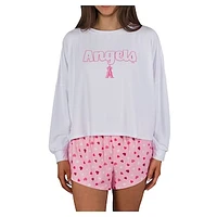 Women's Concepts Sport Pink Los Angeles Angels Lyric Knit Long Sleeve Top & Short Set