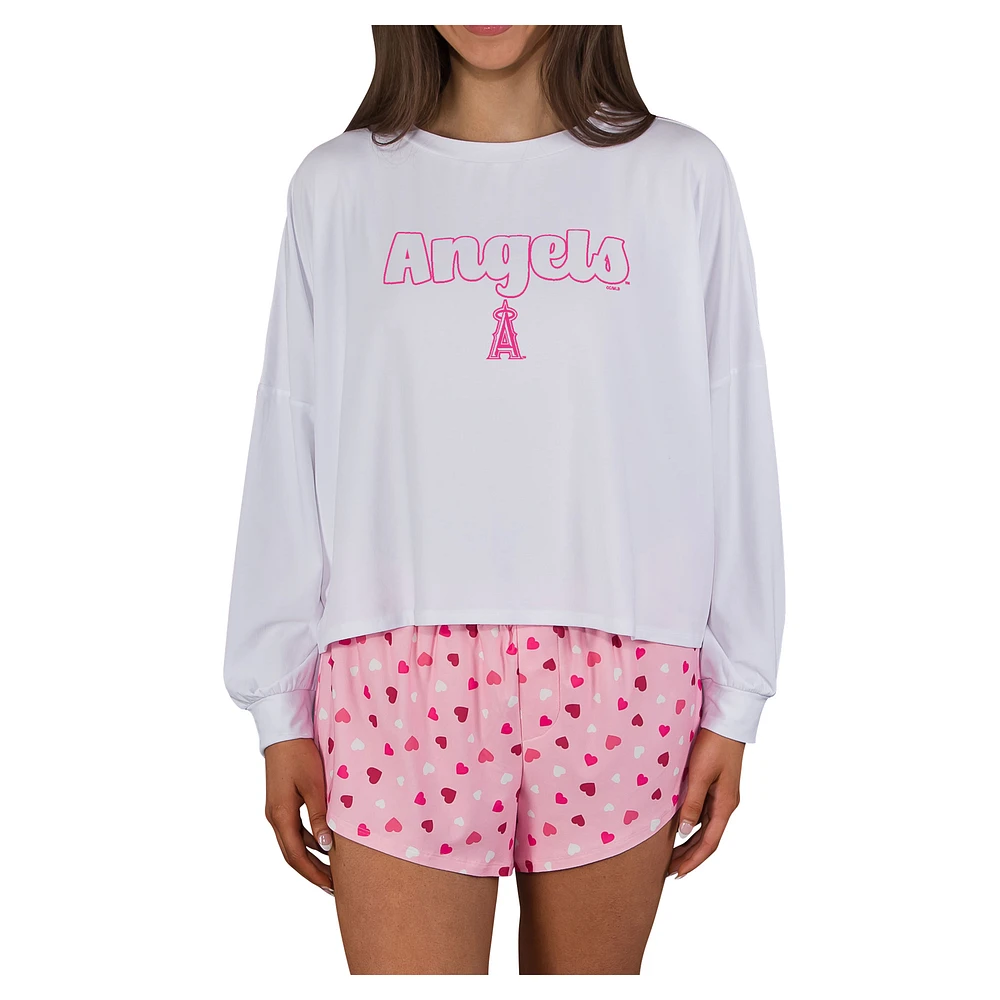 Women's Concepts Sport Pink Los Angeles Angels Lyric Knit Long Sleeve Top & Short Set