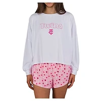 Women's Concepts Sport Pink Minnesota Twins Lyric Knit Long Sleeve Top & Short Set