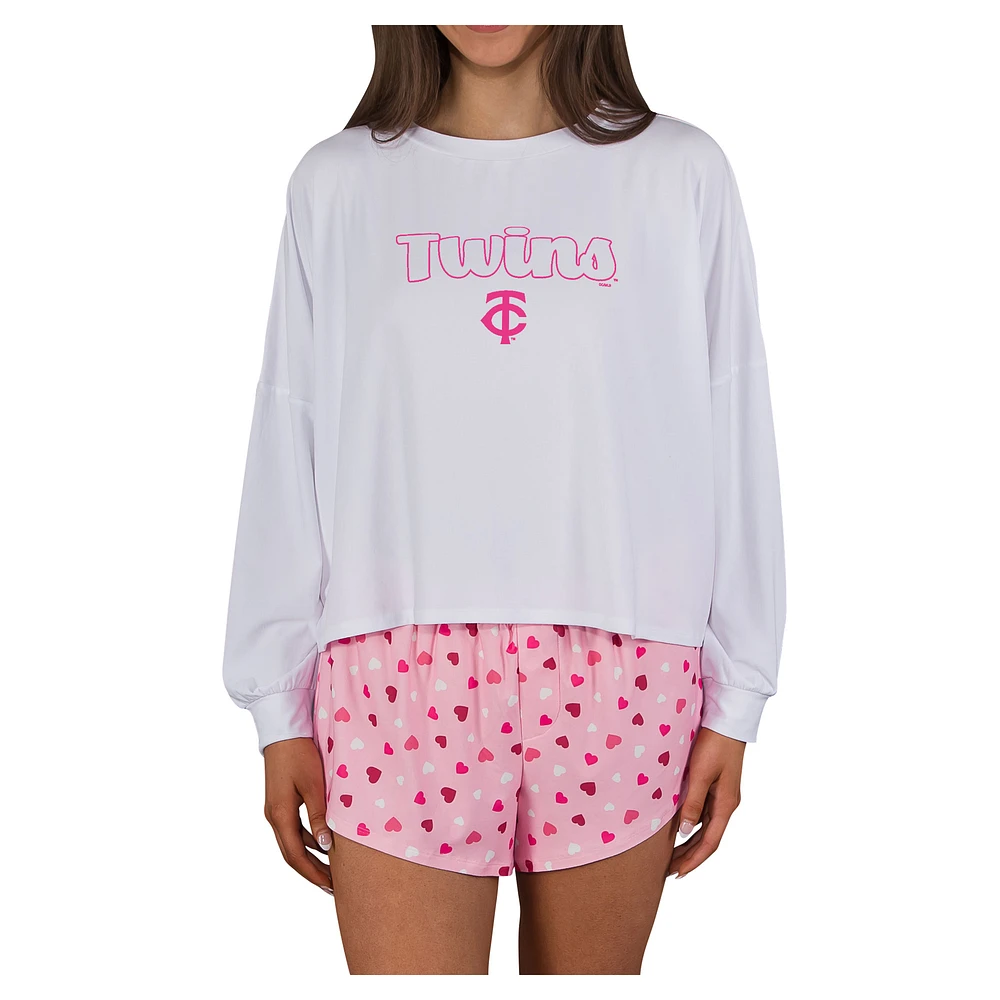 Women's Concepts Sport Pink Minnesota Twins Lyric Knit Long Sleeve Top & Short Set