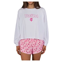 Women's Concepts Sport Pink Minnesota Twins Lyric Knit Long Sleeve Top & Short Set