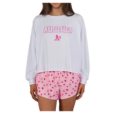 Women's Concepts Sport Pink Athletics Lyric Knit Long Sleeve Top & Short Set