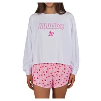 Women's Concepts Sport Pink Athletics Lyric Knit Long Sleeve Top & Short Set