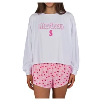 Women's Concepts Sport Pink Seattle Mariners Lyric Knit Long Sleeve Top & Short Set