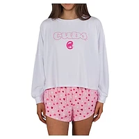 Women's Concepts Sport Pink Chicago Cubs Lyric Knit Long Sleeve Top & Short Set