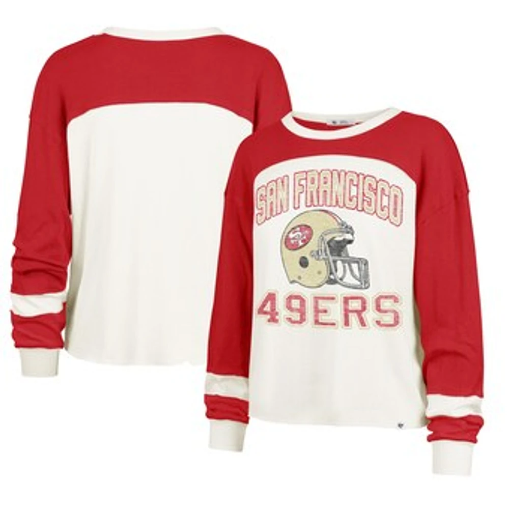 Women's '47 Cream San Francisco 49ers Double Header Curve Toni Long Sleeve T-Shirt