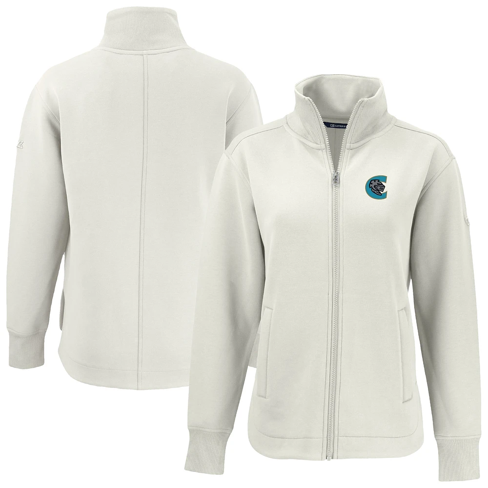 Women's Cutter & Buck White Charlotte Knights Roam Eco Recycled Full-Zip Jacket
