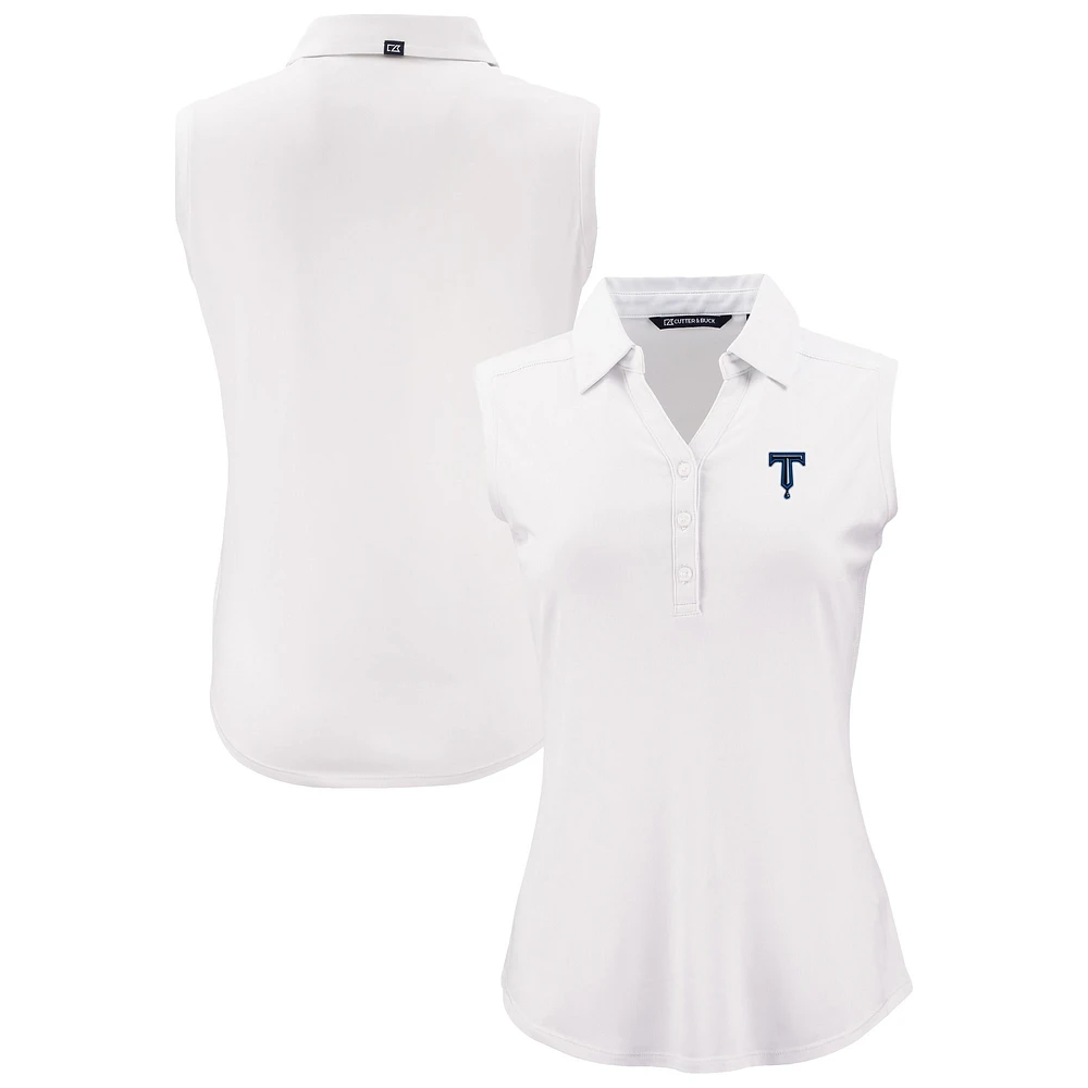 Women's Cutter & Buck White Tulsa Drillers Forge Eco Stretch Recycled Sleeveless Polo